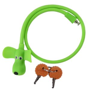 WOOQOTT Cable Lock Bike Cable Lock with Keys,Silicone Covered Bike Lock Kids Cable Lock Cartoon Lock,Lock for Bike,Door,Skateboard,Helmet and More Green