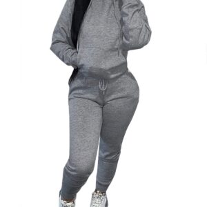 KANSOON 2 Piece Outfits for Women Sweatsuit Long Sleeves Sweatshirts and Jogger Sweatpants Jogger Sets Dark Grey M