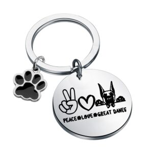 PLITI Great Dane Keychain Great Dane Mom Gift Great Dane Owner Gift Great Dane Lover Gift Peace Love Great Danes Keyring (peace love danes ky)