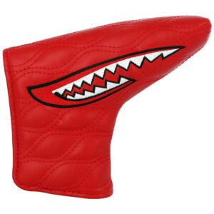 PINMEI Golf Head Cover for Mallet Heel Shaft Putter and Blade Putter Cover Shark Synthetic Leather Magnetic Closure Putter Headcover