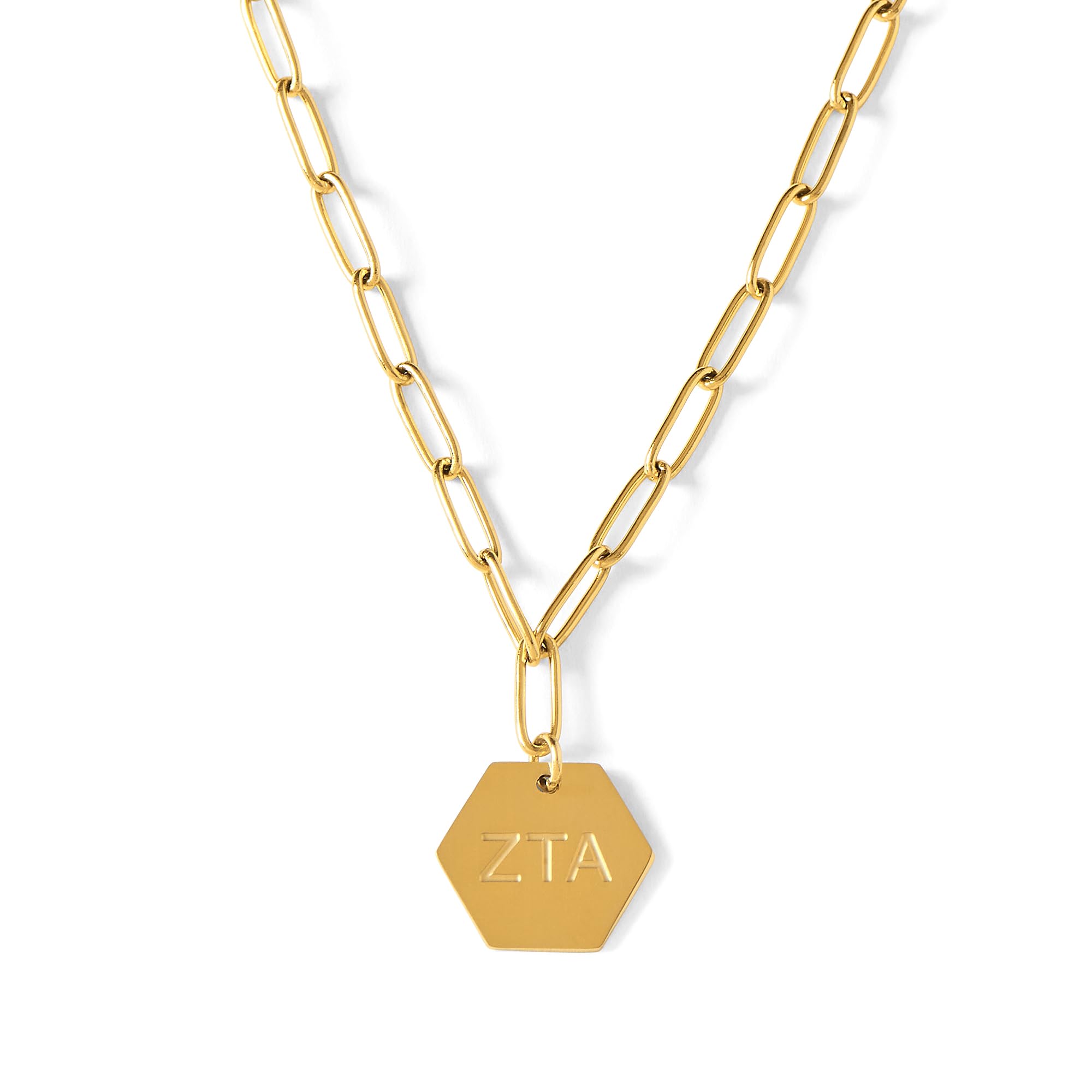 Sorority Shop Gold Plated ZTA Paperclip Necklace, 18k - Women's Sorority Gifts, Zeta Tau Alpha