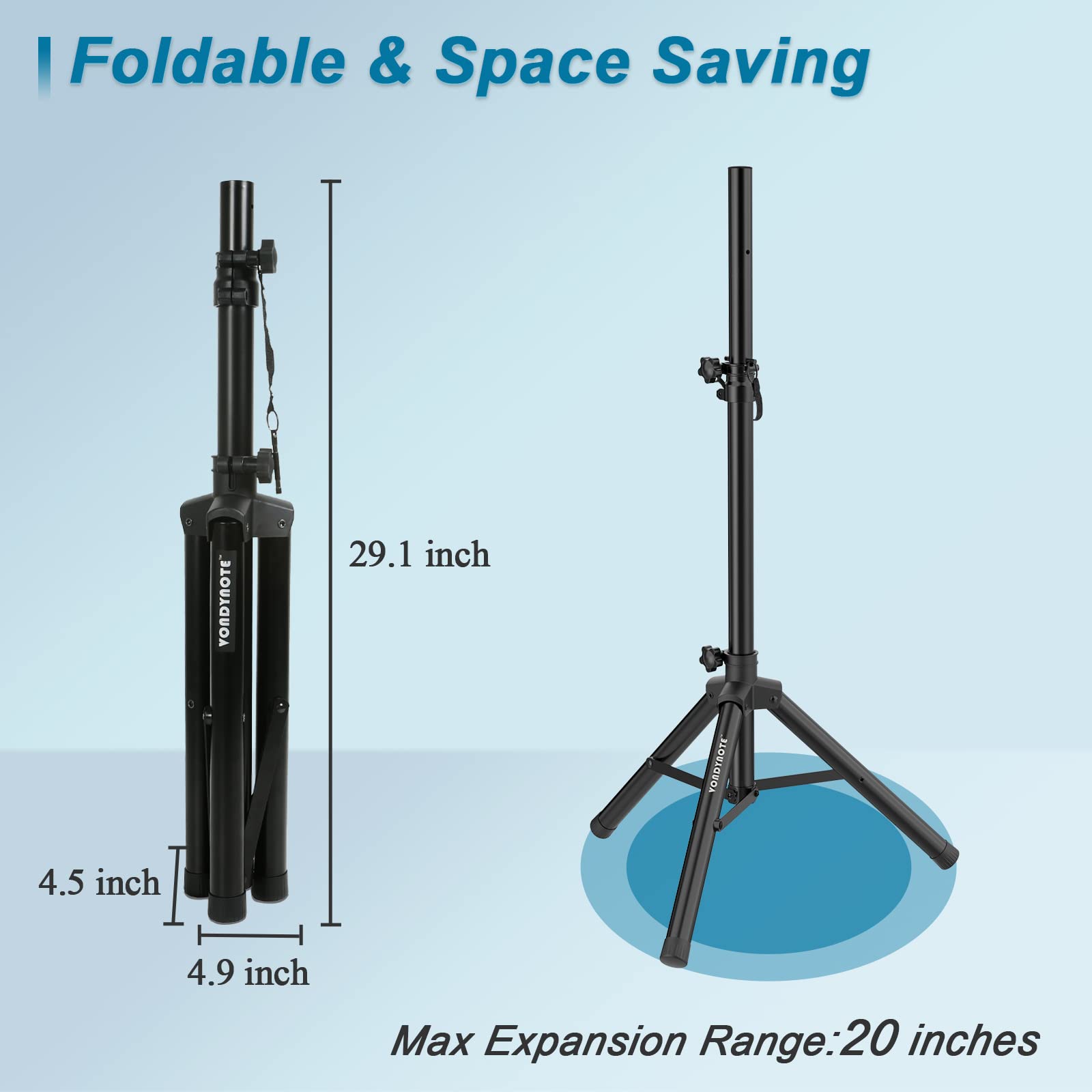 Vondynote Tripod Speaker Stands PA DJ Short Tripod Speaker Stand Slim Mini Speaker Stand, Single