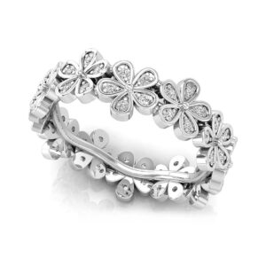 facet jewel 1/3 carat cubic zirconia vintage floral eternity wedding band ring for women in 925 sterling silver (vvs, 0.30 ctw) cz promise ring size 8