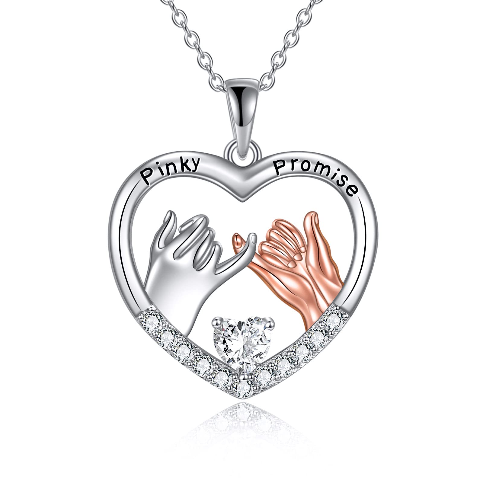 Pinkie Promise Necklace for Women Sterling Silver Couple Friendship Graduation Mother's Day Gifts