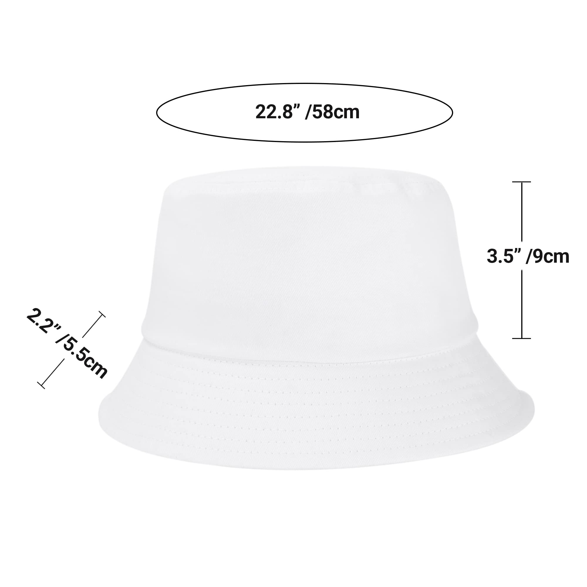 Women Men Bucket Hat Unisex Packable Cotton Sun Hat Plain Colors 9 Pack (9 Pack White)