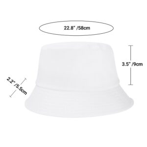 Unisex Bucket Hat for Women Men, Packable Cotton Sun Hat Plain Colors 4 Pack (4 Pack White)