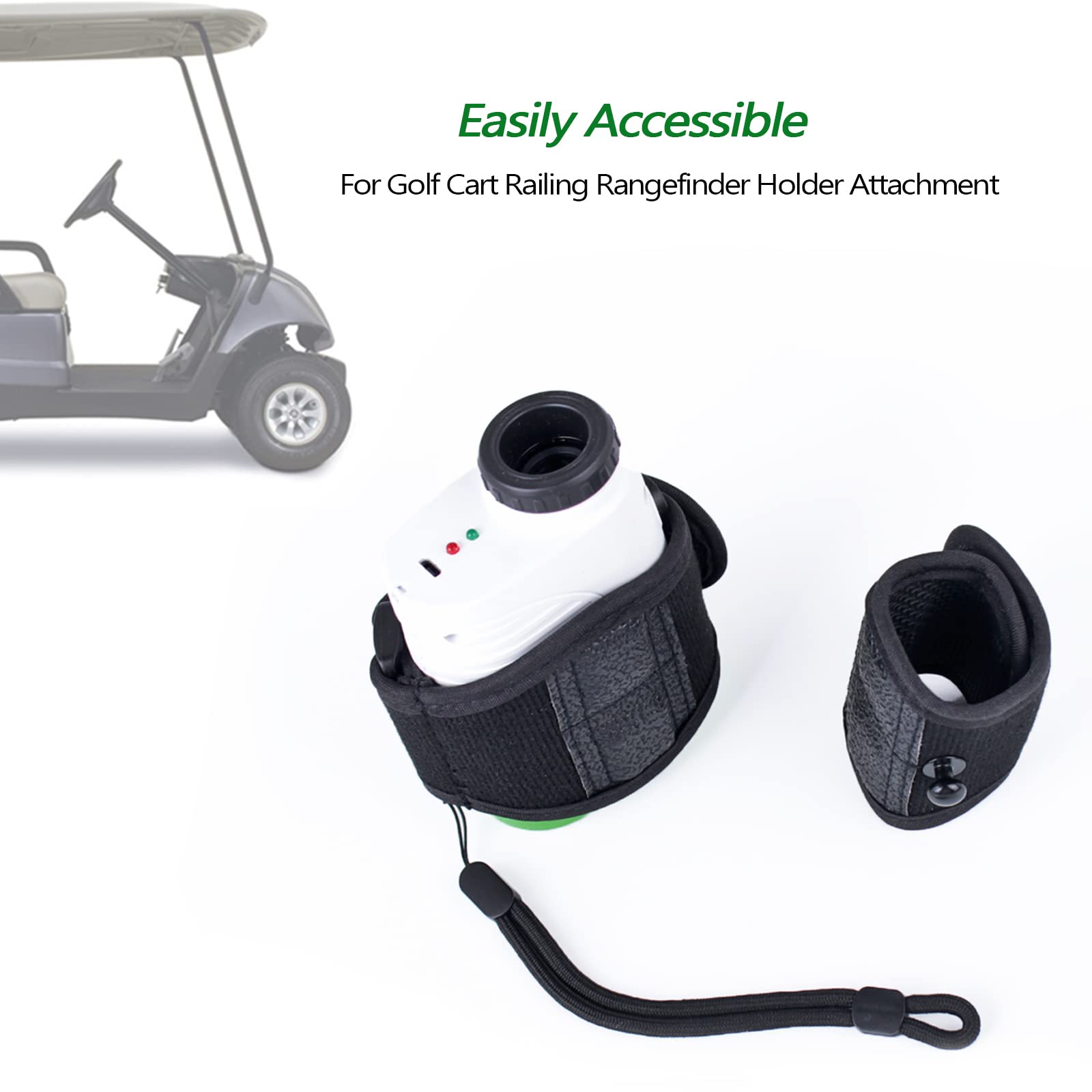 Xislet Fall-Arrest 4 Magnetic Golf Rangefinder Wrap Mount Strap with Adjustable Lanyard Stay-on Band for Golf Cart Railing Rangefinder Holder Attachment