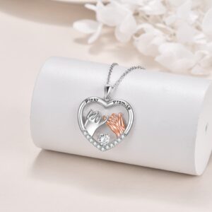 Pinkie Promise Necklace for Women Sterling Silver Couple Friendship Graduation Mother's Day Gifts