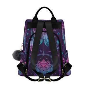 Boho Dreamcatcher Feathers Aztec Backpack Purse for Women Anti theft Back Pack with Adjustable Straps Shoulder Fashion Bag Travel Handbag Large