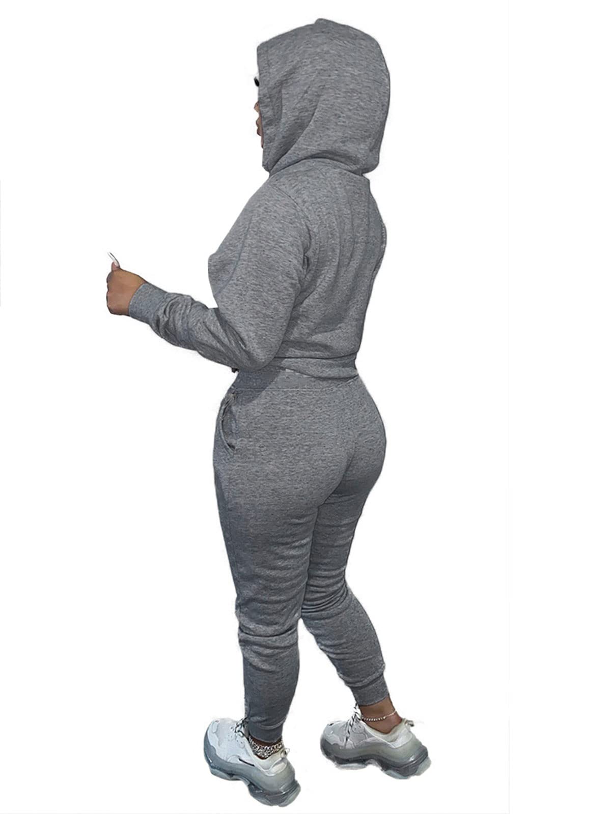 KANSOON 2 Piece Outfits for Women Sweatsuit Long Sleeves Sweatshirts and Jogger Sweatpants Jogger Sets Dark Grey M