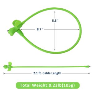 WOOQOTT Cable Lock Bike Cable Lock with Keys,Silicone Covered Bike Lock Kids Cable Lock Cartoon Lock,Lock for Bike,Door,Skateboard,Helmet and More Green