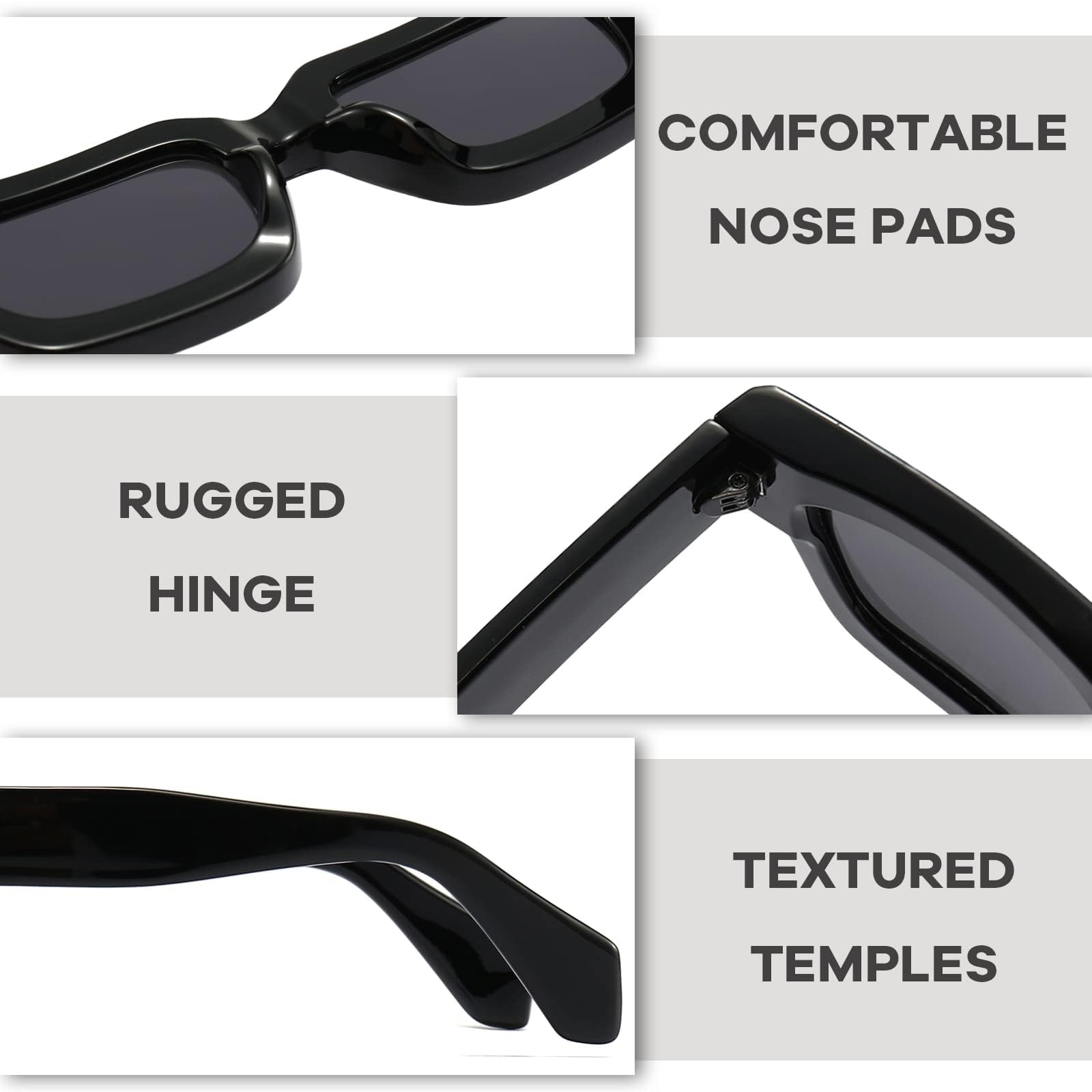 SHEEN KELLY Retro Thick Rectangular Sunglasses For Men Women Trendy Chunky Square Frame Tinted Lens Fashion Cute Eyewear