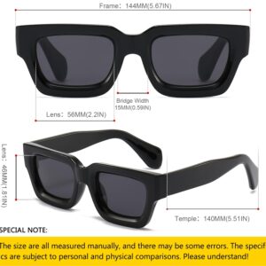 SHEEN KELLY Retro Thick Rectangular Sunglasses For Men Women Trendy Chunky Square Frame Tinted Lens Fashion Cute Eyewear