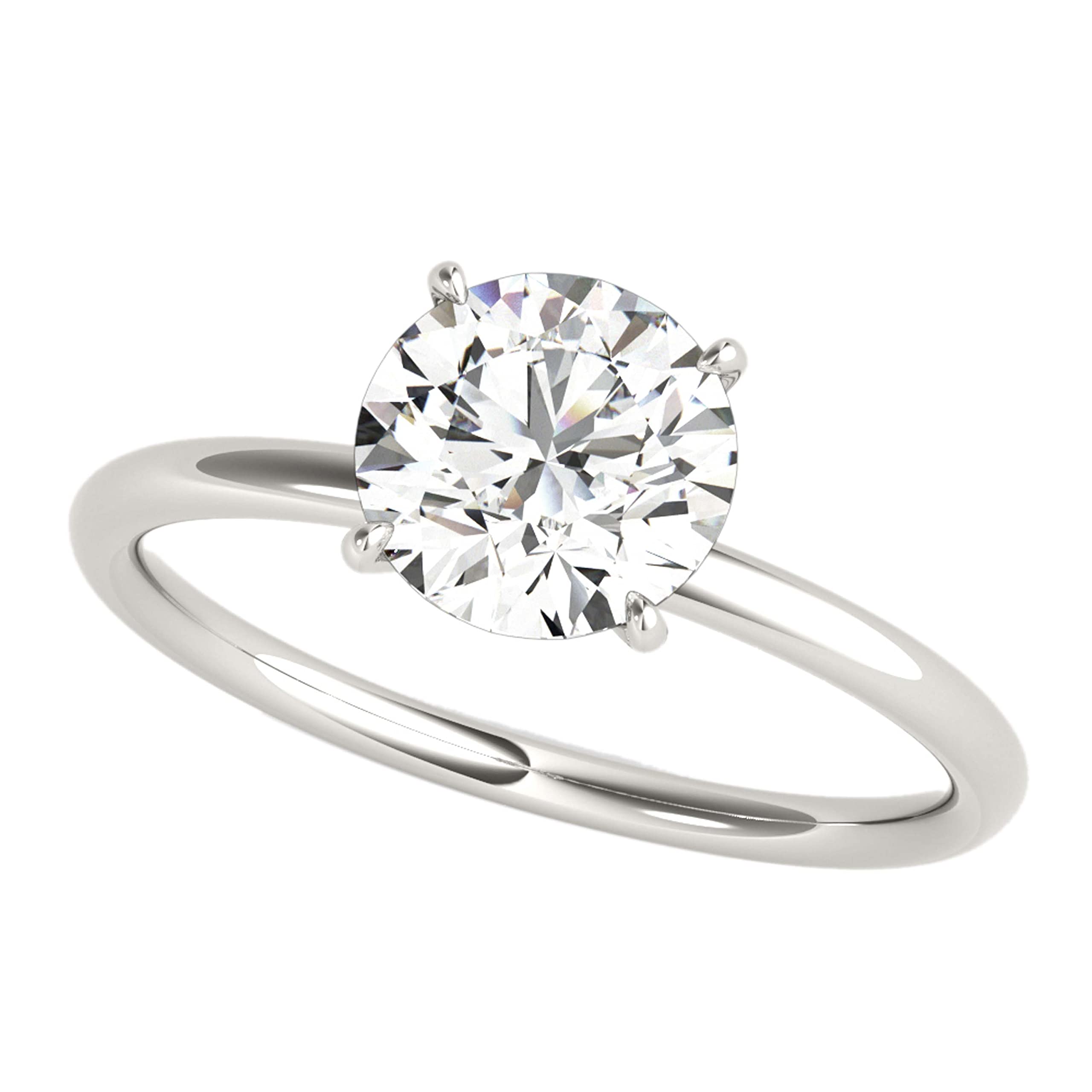 BRIGHTS COLLECTION 1/2 Carat Lab Grown Diamond Solitaire Engagement Rings For Women In 10K White Gold In Ring Size 6.5