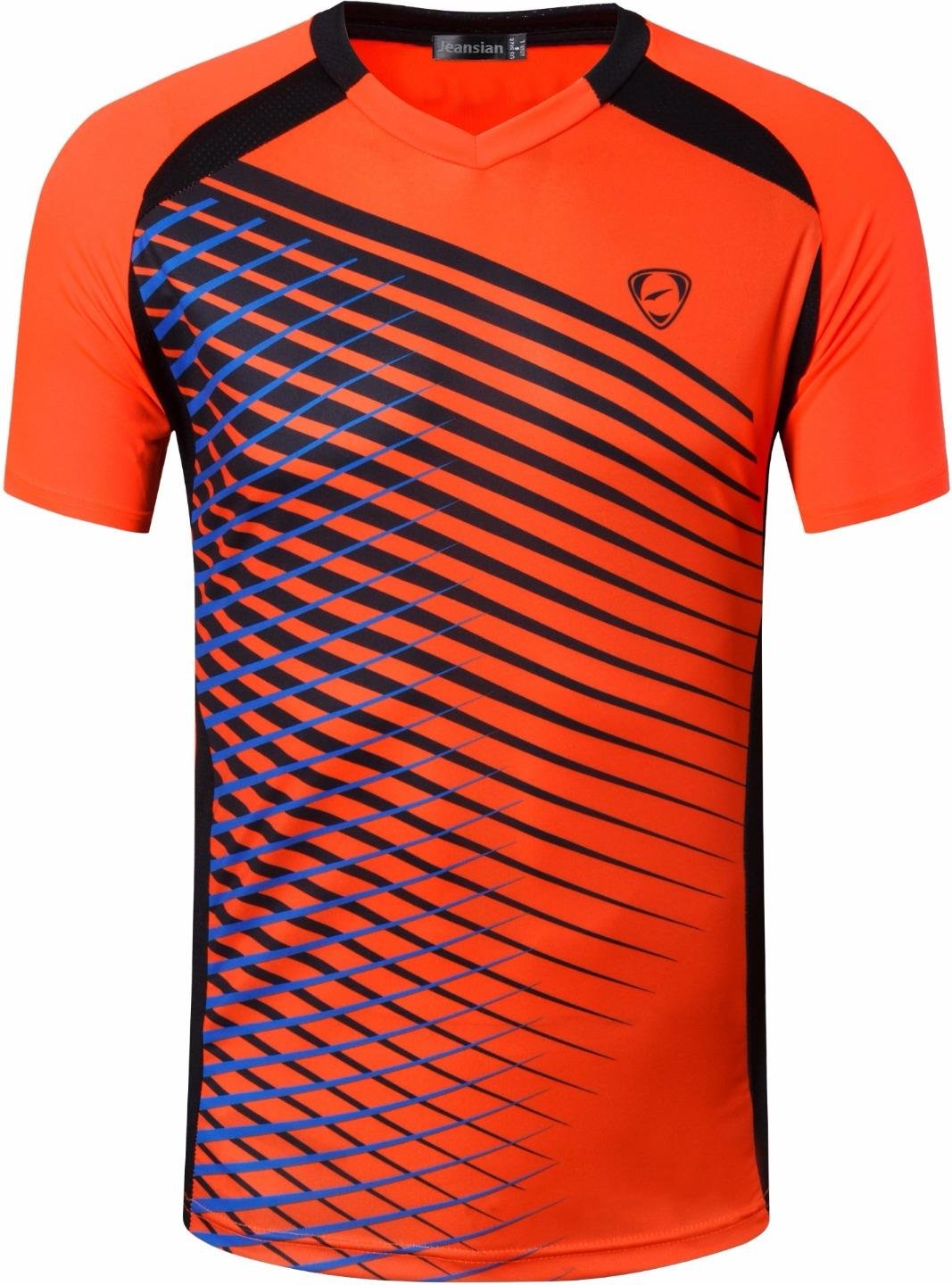 jeansian Men's Sport Quick Dry Fit Short Sleeves T-Shirt Tees Shirt Tshirt Tops Golf Tennis Running LSL230 Orange XXL