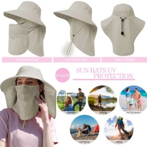 icolor Women Sun Hat UPF 50+ Wide Brim Sunscreen Visor Sun Protection Cap w/12 Neck Flap Sun Shade Hat for Girl Lady Khaki