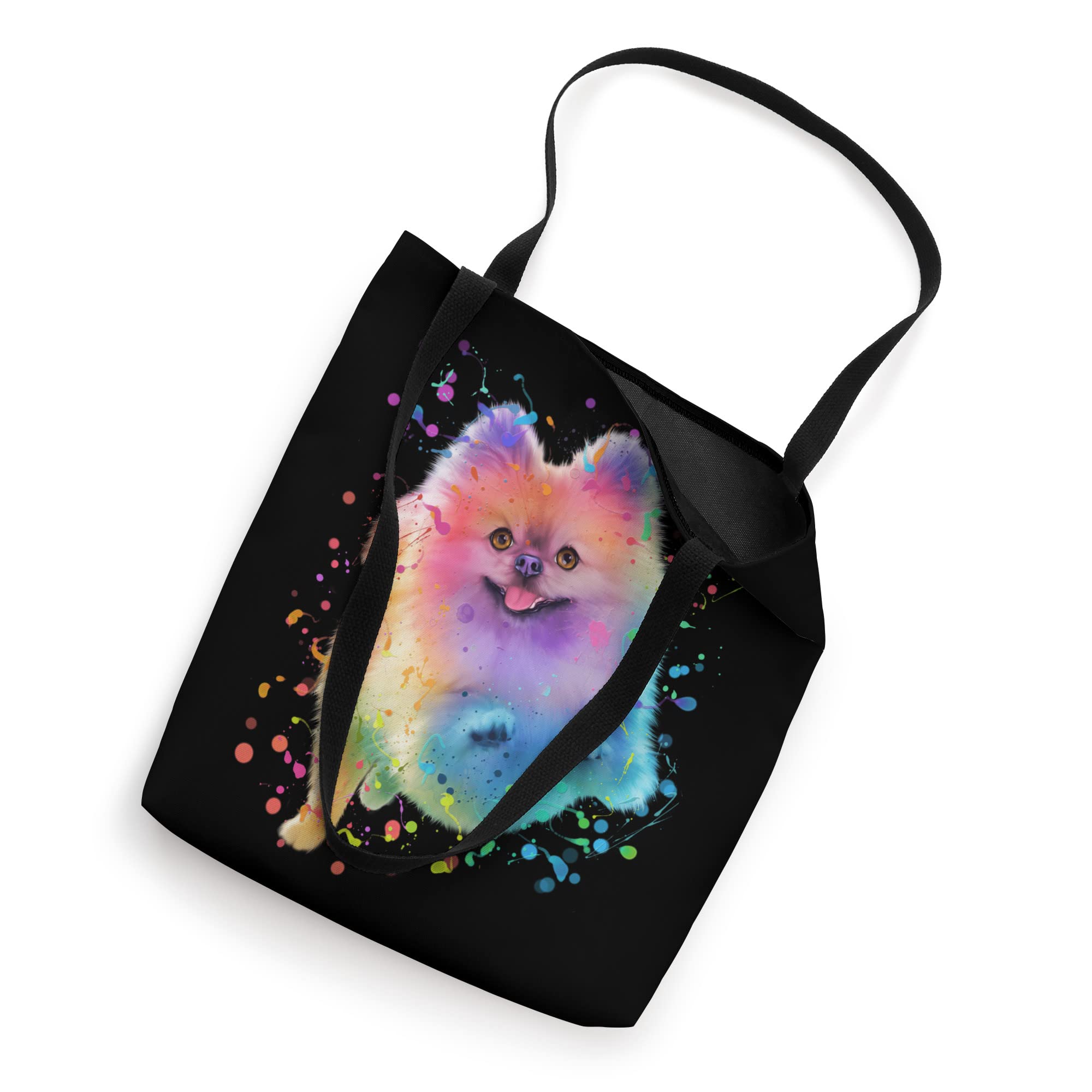 Colorful Splash Art Pomeranian Portrait Pom Puppy Owner Tote Bag