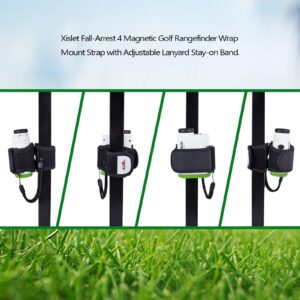 Xislet Fall-Arrest 4 Magnetic Golf Rangefinder Wrap Mount Strap with Adjustable Lanyard Stay-on Band for Golf Cart Railing Rangefinder Holder Attachment