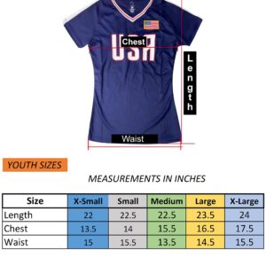 Women's U.S Shirt, USWNT Player T Shirt Blue, Official US Womens National Soccer Team Association USA Flag Tee Top Alex Mor