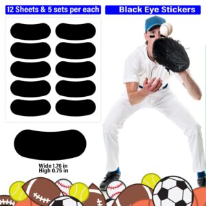 60 Pairs Eye Black Stickers for Kids - 1 White Pen Customizable Lettering Baseball and Football Eye Black Stickers - Great for Football Baseball Lacrosse Softball Fans on Game Day