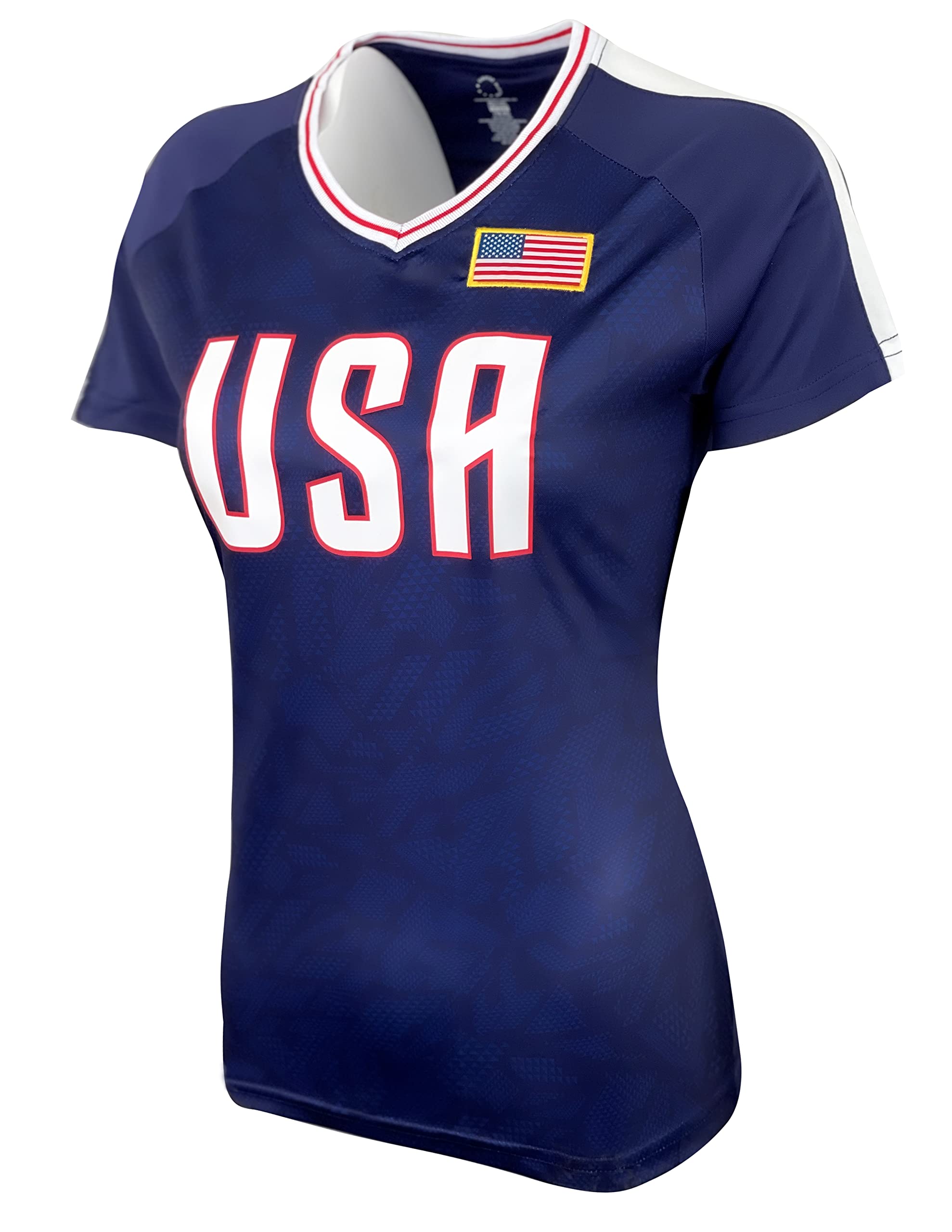 Women's U.S Shirt, USWNT Player T Shirt Blue, Official US Womens National Soccer Team Association USA Flag Tee Top Alex Mor