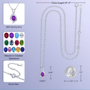 SMILEST Birthstone Necklace for Women, Amethyst Birthstone Necklace 18K White Gold Plated 925 Sterling Silver Birthstone Charms February Birthstone Necklace for Women Mom Birthstone Jewelry Gifts