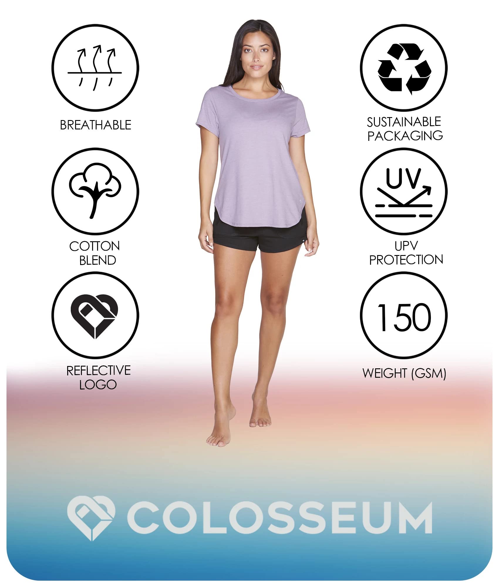 Colosseum Active Women's Myla Short Sleeve Scoop Neck Tee (Amethyst, Large)