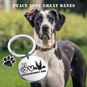 PLITI Great Dane Keychain Great Dane Mom Gift Great Dane Owner Gift Great Dane Lover Gift Peace Love Great Danes Keyring (peace love danes ky)