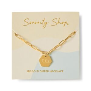 Sorority Shop Sigma Sigma Sigma Paperclip Necklace — SSS 18K Gold Plated Sorority Gifts Necklace, Long-Lasting Sigma Sigma Sigma Gifts for Women