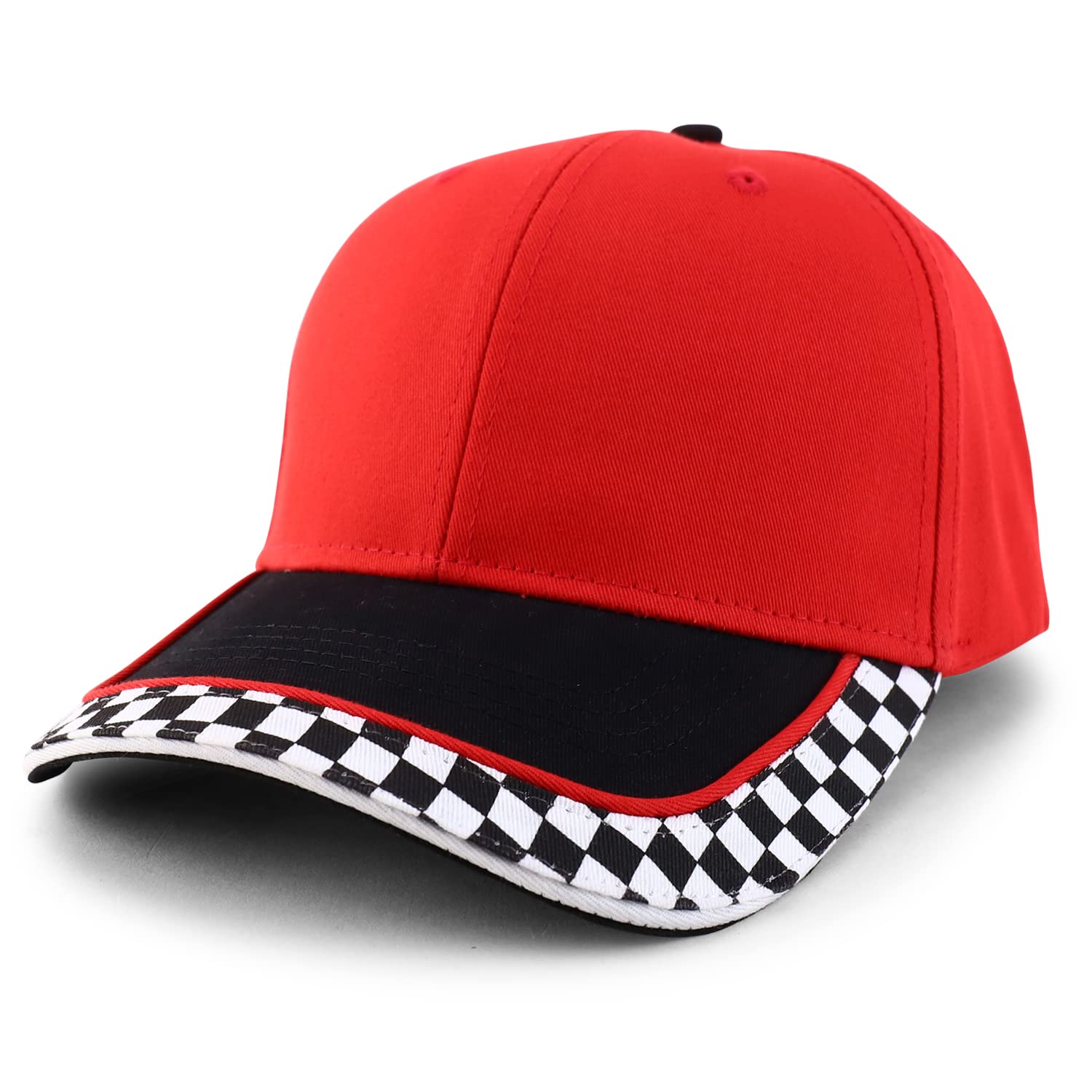 Armycrew XXL Oversized Racing Flag Structured Cotton Twill Baseball Cap - Red - 2XL