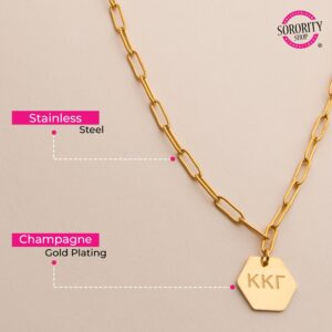 Sorority Shop Kappa Alpha Theta Paperclip Necklace — KAT 18K Gold Plated Sorority Gifts Necklace, Long-Lasting Kappa Alpha Theta Gifts for Women