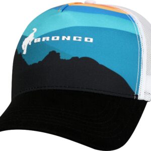 Ford Bronco Trucker Hat, Woven 6-Panel Baseball Cap, Black/White