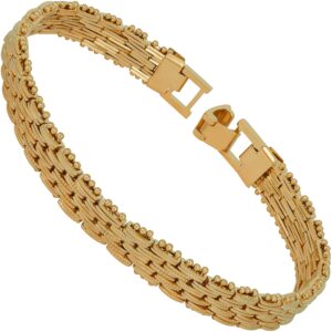 lifetime jewelry 9.5mm designer weave ladies bracelets for women (gold, 8 inches)