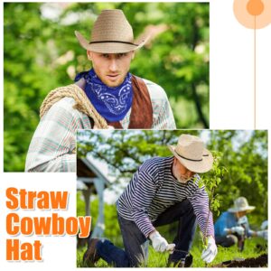 Coume 24 Sets Straw Cowboy Hats and Bandanas - Western Theme Party Costumes and Accessories Bulk Pack for Adults and Men