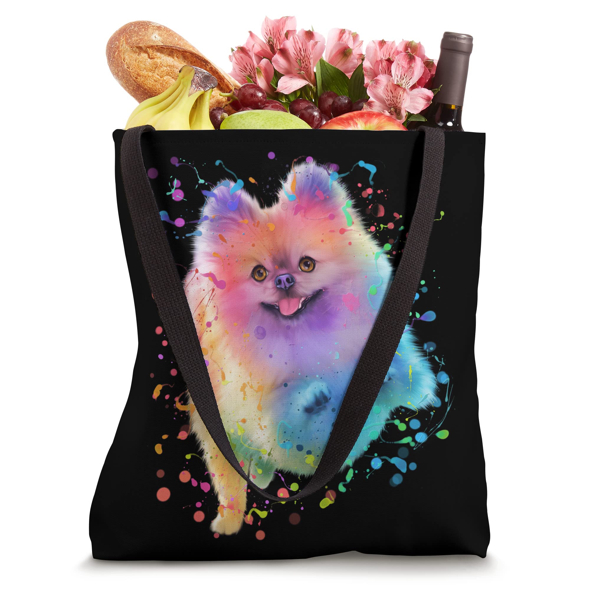 Colorful Splash Art Pomeranian Portrait Pom Puppy Owner Tote Bag