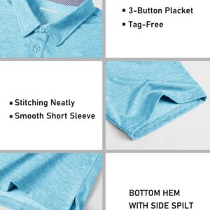 Polo Shirts for Men Short Sleeve Shirts Golf Shirts for Men Casual Shirts Summer T-Shirts Work Shirts for Men Quick Dry Shirts Outdoor Polo Shirt Water Blue