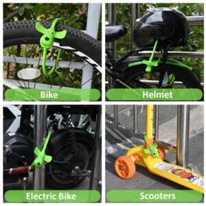 WOOQOTT Cable Lock Bike Cable Lock with Keys,Silicone Covered Bike Lock Kids Cable Lock Cartoon Lock,Lock for Bike,Door,Skateboard,Helmet and More Green