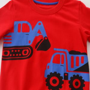 Bumeex Toddler Boy's Sweatshirt Clothes,Crewneck Long Sleeve Shirt Top Outfit Red Truck 5t