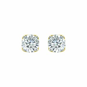 Pritvi Jewels 0.50Ct Round Cut White Diamond 925 Sterling Silver 14K Yellow Gold Over Diamond Solitaire Women's Stud Earring