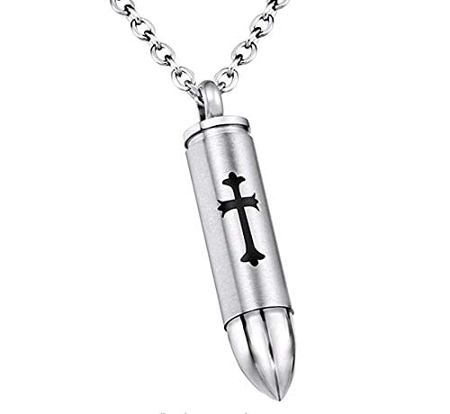 MEMORIALU Celtic Cross Bullet Urn Necklaces for Ashes Cremation Jewelry Stainless Steel Keepsake Memorial Pendant