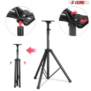 5 Core Speaker Stand Pair Tripod Floor Heavy Duty Adjustable Up to 72 Inch DJ Studio Monitor Stands Pole Mount - SS HD 2PK BLK WOB