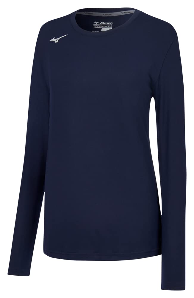 Mizuno Women's Standard Long Sleeve Attack Tee, Navy, Medium