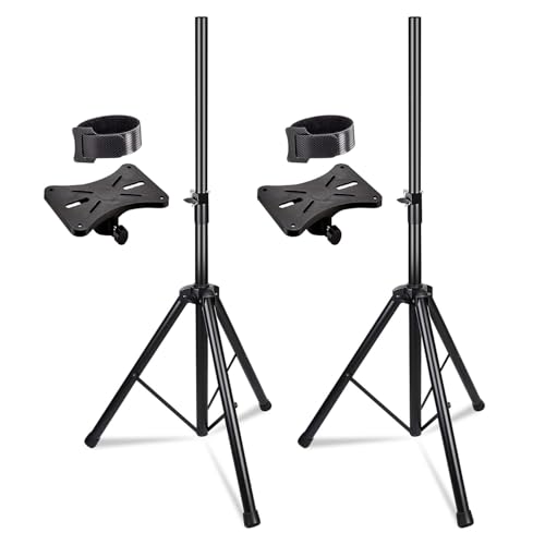 5 Core Speaker Stand Pair Tripod Floor Heavy Duty Adjustable Up to 72 Inch DJ Studio Monitor Stands Pole Mount - SS HD 2PK BLK WOB