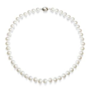 jewrueiy pearl necklace, silver plated round 18 inch faux shell pearl choker necklace for women, jewelry gift for men. (8mm, 18")