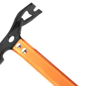 Carbon Steel Aluminum Camping Hammer, 12" Small Lightweight Three-in-One Functional Tent Stake Hammer for Hiking Kit Orange