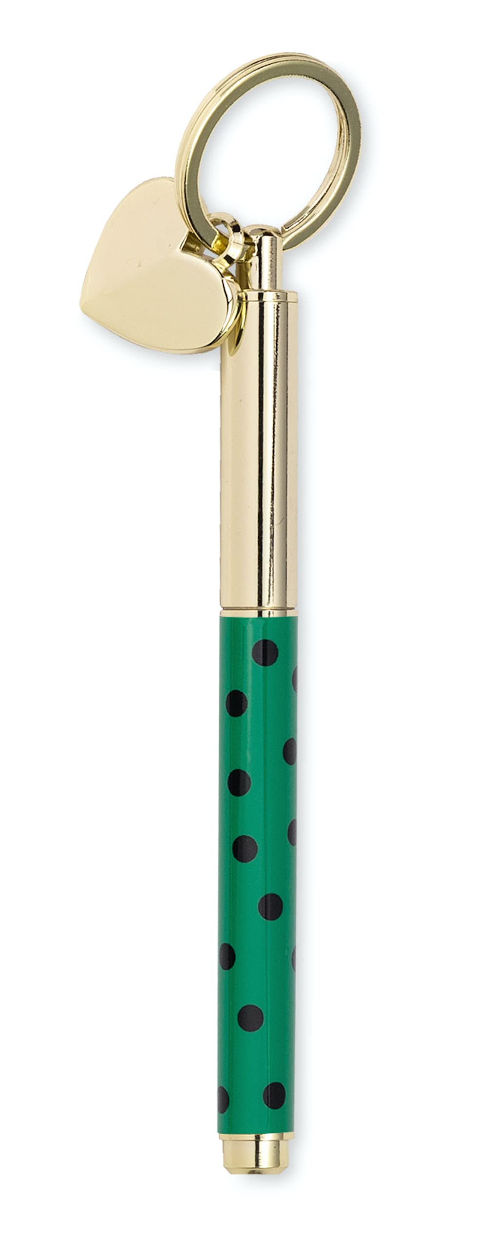 Kate Spade New York Metal Ink Pen Key Fob, Black Ink Ballpoint Keychain Pen, Autumn Dot