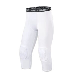 ss color fish men’s basketball leggings with knee pads 3/4 compression tights pants sports athletic baselayer white