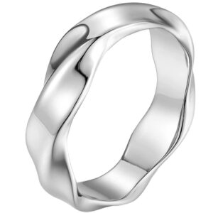 eternllery size 4-13 stainless steel twisted braided classic simple plain stackable wedding band ring (silver, 7)