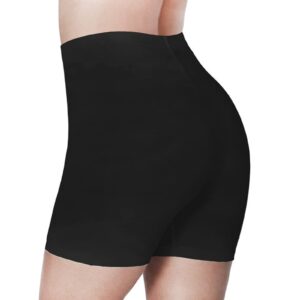 GREUS Plus Size Yoga Shorts for Women Seamless Biker Shorts High Waist Workout Shorts Gym Running Exercise Home 2XL Black