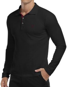 ytd mens polo shirts long sleeve cotton golf polo shirts for men slim fit casual tops